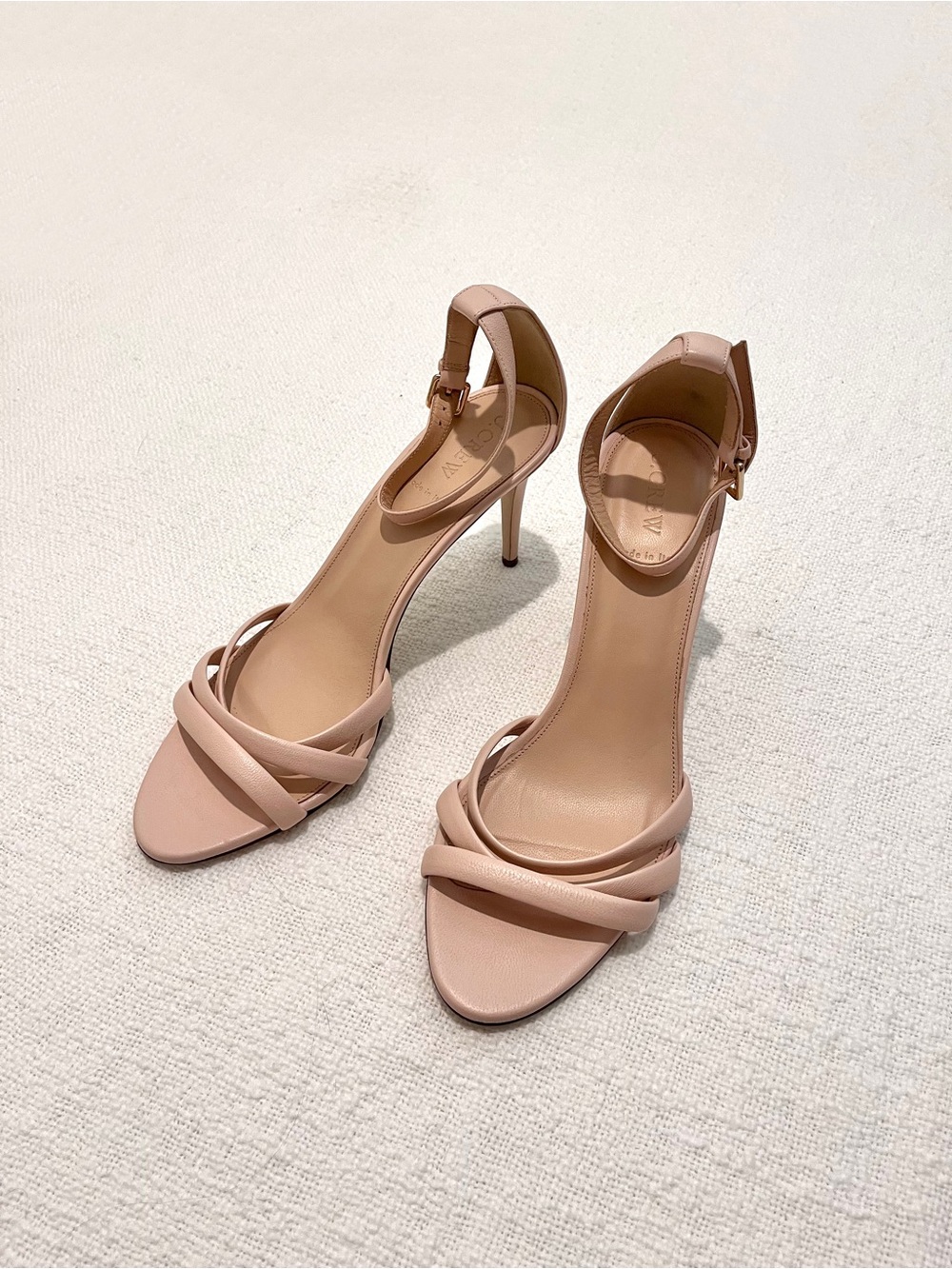 J.Crew leather ankle strap sandal heels blush pink size 10
